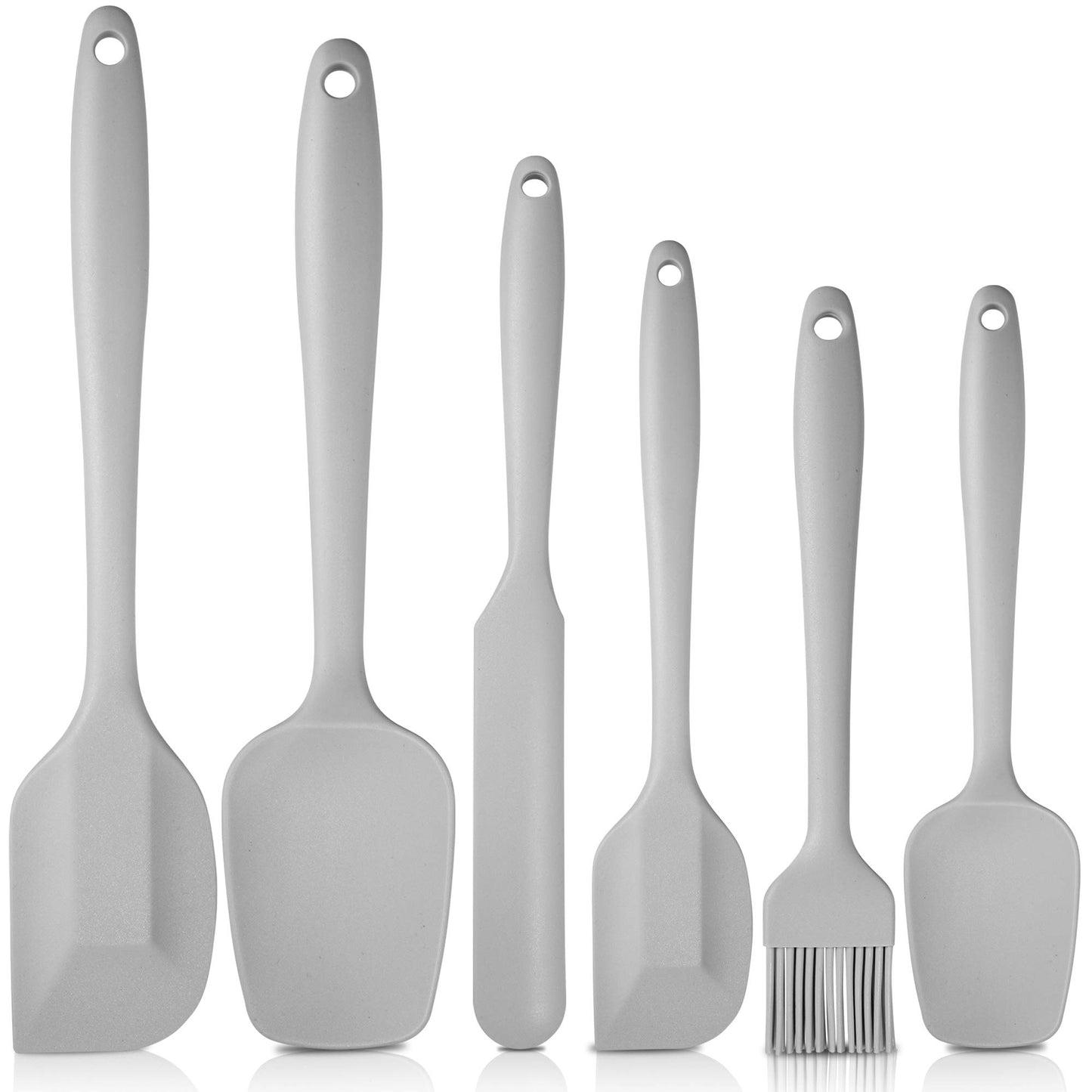 Heat-resistant silicone spatula, 6-piece baking utensil set, gray