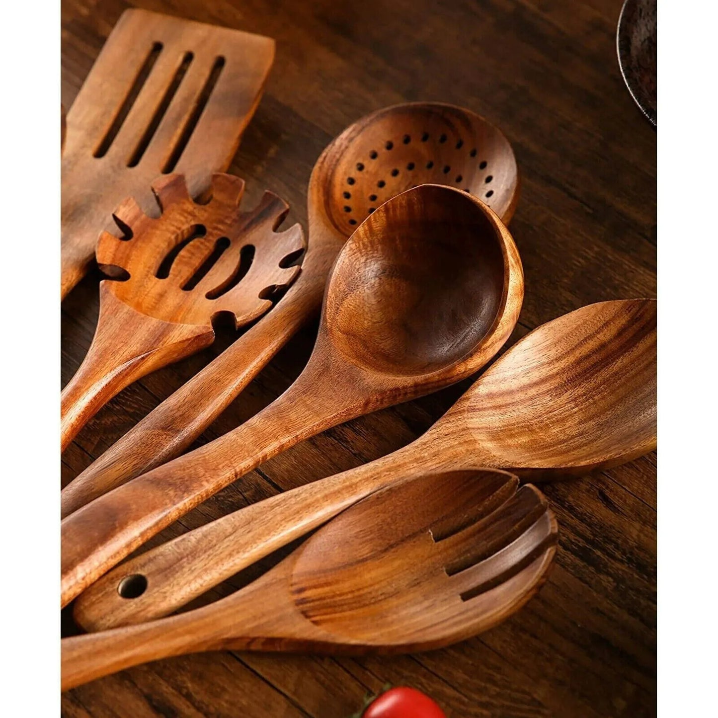 11-Piece Wooden Kitchen Utensils Set